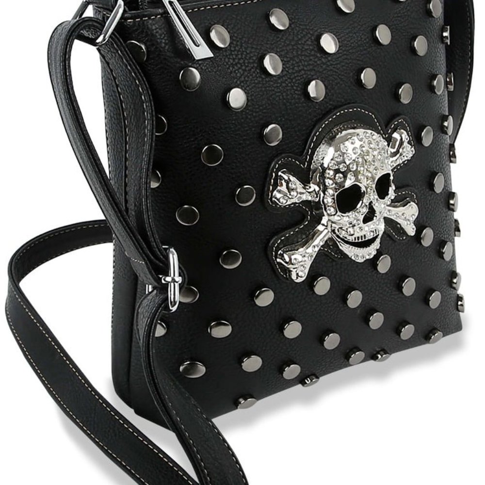 Skull Design Studded Crossbody